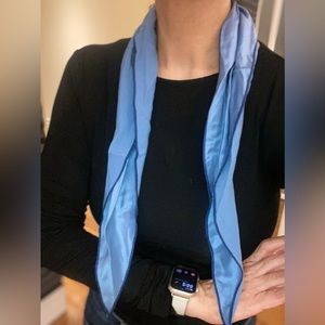 Hermes baby blue with dark blue piping scarf authentic
